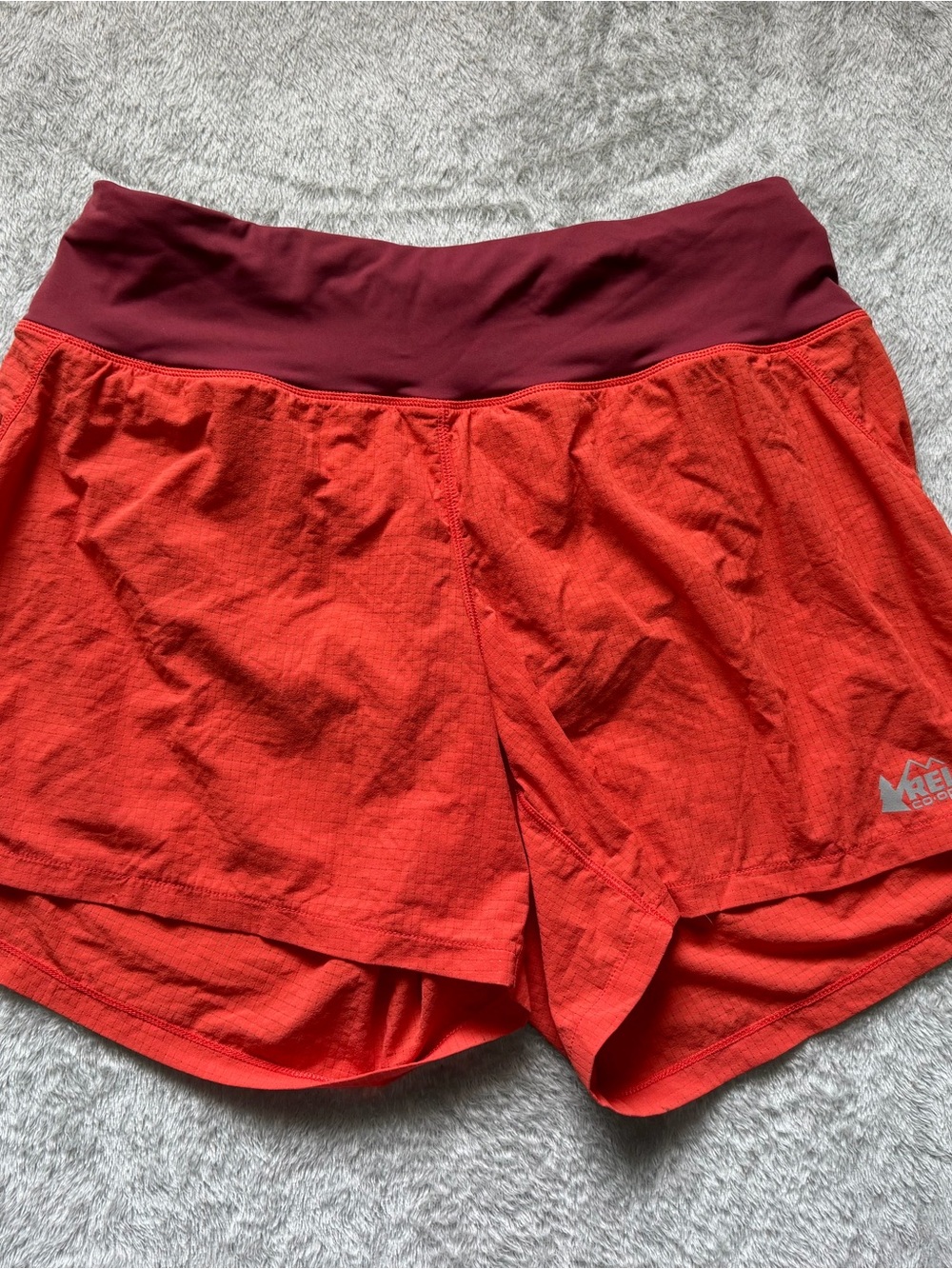 REI Women's Orange Shorts with Burgundy Waistband